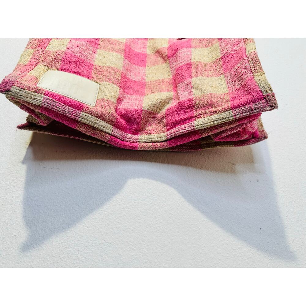 SANDRO Women's Beige Pink Rose Gingham Checkered Tote Bag - Picture 8 of 16